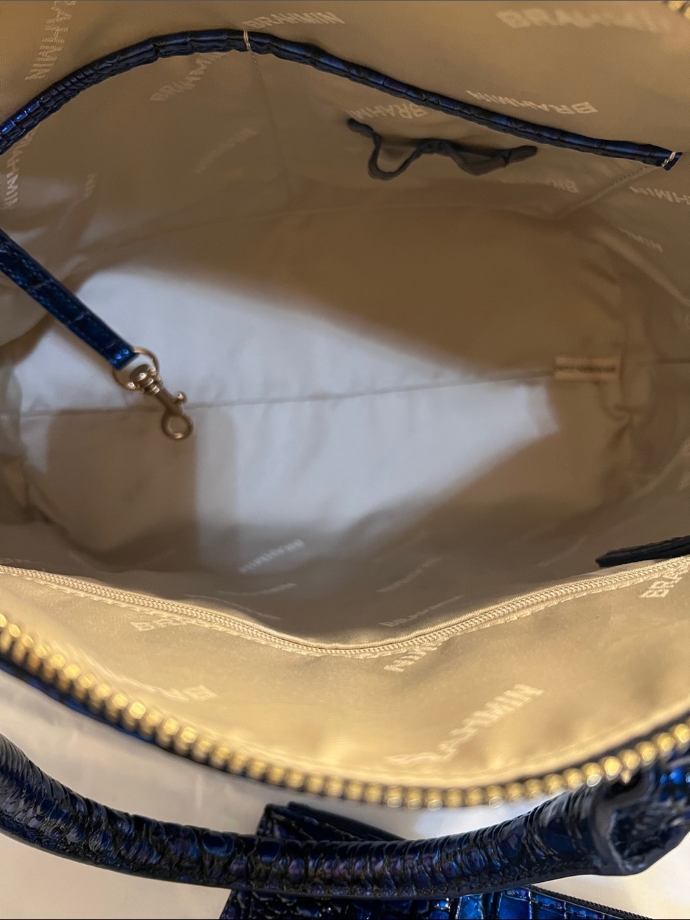 Brahmin Metallic Blue Croc-Embossed Satchel with Matching Wallet - Picture 6 of 8